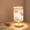 LOPYEIJFG Minimalist Bedside Table Lamp Safari Animals Watercolor Cute Baby Nursery Seamless Wood Nightstand Lamp Bedside Desk Lamp Wood Base Flaxen Fabric Shade for Bedroom Living Room, 5.5x11inch