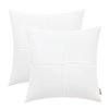 BRAWARM Faux Leather Throw Pillow Covers 16 X 16 Inches, White Leather Pillow Covers Pack of 2, Hand Stitched Leather Decorative Throw Pillows for Couch Sofa Bed Living Room Home Garden