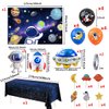 43 Pcs Outer Space Party Supplies Set, Space Theme Party Favors Kids Birthday Baby Shower Decoration, Including Background cloth tablecloth Balloons Ribbons and Cake Toppers
