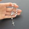 Baptism Favors (24PCS) Mini Rosaries simulated pearl Beads with Sivler Plated Accents - Reduerdos Mini rosarios/Recuerditos De Bautismo - First Holy Communion - Wedding