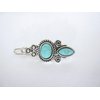 Generic Set of 2 extra small metal turquoise blue stone barrette hair clip for fine thin