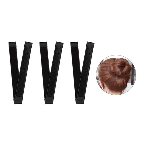 Chrontier 3PCS Black Easy Fast Snap Hair Bun Maker Donut Updos Shaper DIY Ponytail Holder Hair Styling Roll Tool Ballet Hair French Twist Fold Wrap Strap Women Girl