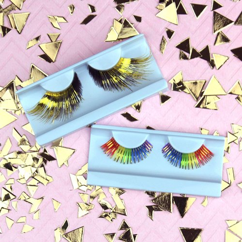 Shimmering Gold Gradient Drag Costume Lashes | HALLOWEEN Pride parade false eyelashes