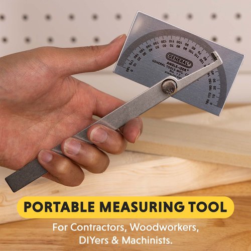 General Tools Angle Protractor #17 Stainless Steel Square Head - Measuring Tool for Carpenters & Woodworking Hobbyists