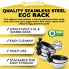 Eggssentials Egg Poacher Insert Stainless Steel Poached Egg Cooker Eggs Poaching Cup PFOA Free Egg Poachers Nonstick, 9 inches Rack, 6 Poached Cups
