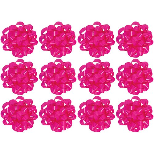 The Gift Wrap Company Decorative Confetti Gift Bows, Medium, Magenta, pack of 12