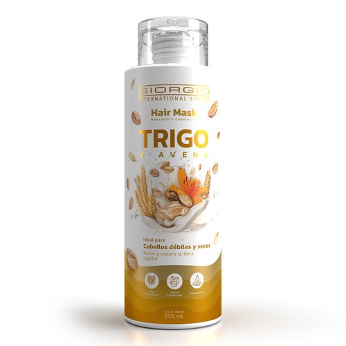 Giorgio International System Wheat and Oat Hair Mask Kera Weak and Brittle Hair | Mascarilla Capilar De Trigo y Avena Repara y Protege El Cabello Maltratado Colombia (18.5oz – 550ml), Gold
