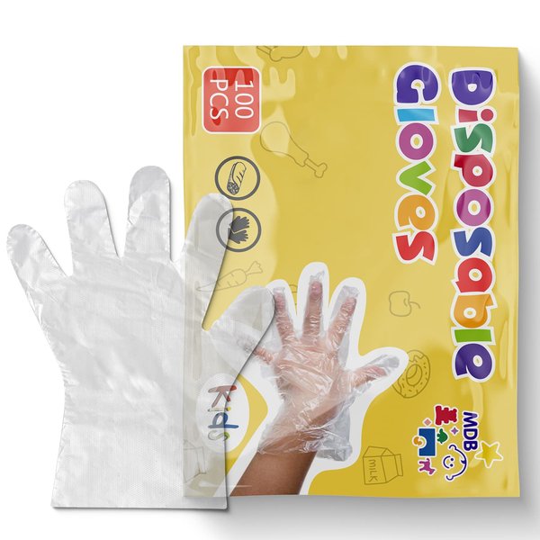 babyease Disposable Gloves for Kids - 100 Pack Multipurpose Gloves Powder Free, Latex Free for Food Prep, Crafting, Painting & Playing