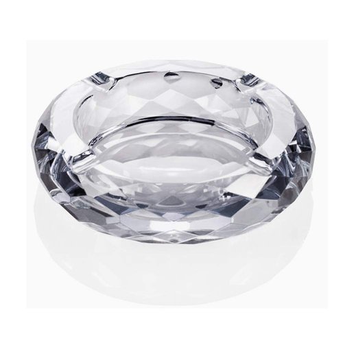 HOSTEESSCHOICE Crystal Glass Ashtray, Cigar Cigarettes Ashtray Holder Home Office Desktop Tabletop Decoration,Crystal Clear