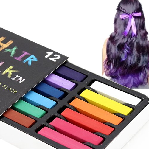 Joyeee Chalk Hair Color for All Ages - 12 Kid-Safe Colors, Water-Soluble Temporary Hair Dye, Washable Hair Chalk for Party Favors and Painting