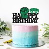 Deloklte Green Fist Happy Birthday Cake Topper, Cartoon Movie Theme Birthday Party Decoration for Kid Boys Girls, Superhero Cake Decor, Kids Birthday Party Baby Shower Supplies