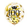 SHUNTAI 100th Birthday Balloons Latex Confetti Balloon Gold and Black 100th Birthday Decorations for Men Women 100 Years Old Anniversary Theme Birthday Party Decor Supplies 15 Pack 12 inch