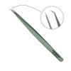 Tweezers for Eyelash Extension - Long 45° Angular Tip Tweezers - Hand Crafted Surgical Stainless Steel Precision Tweezers (Metallic light Green Powder Coated)