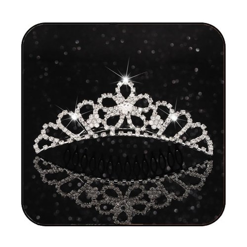 Kilshye Silver Tiara Comb Wedding Crown Hair Comb Rhinestone Princess Tiaras Birthday Costume Crowns for Girls and Women (A)