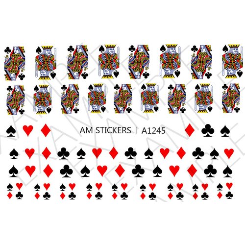 Playing Cards Vegas Water Nail Art Transfers Stickers Decals - Set of 60 - A1245