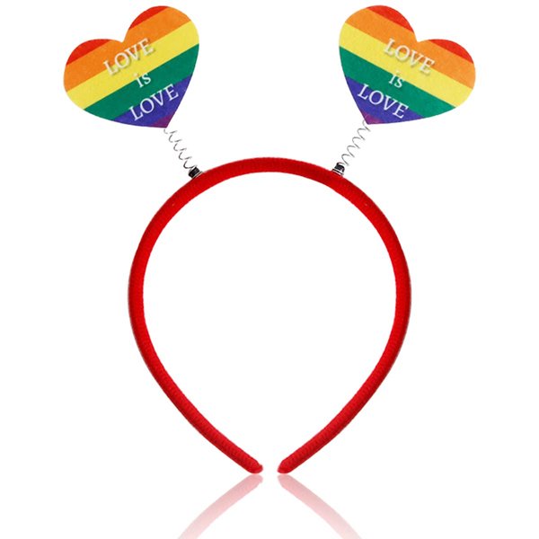 DIUEWOW Rainbow Headband LGBT Gay Pride Hair Hoops Pride Month Hair Band Headdress Hair Decorations Headwear Accessories Hair Supplies(Love Heart)