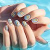 Pndeyo Ocean Nail Charms Nail Art Stickers 2 Disc, Beach Starfish Sea Seashell Nail Charms Decals, Gold Metal 3D Nail Gems Decals for Manicure DIY Nail Embellishments 12 Style