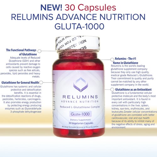 Relumins Advance Nutrition Gluta 1000 and Advance Vitamin C - MAX Skin Lightening Complex- 30 Glutathione Capsules + 60 Vitamin C Capsules