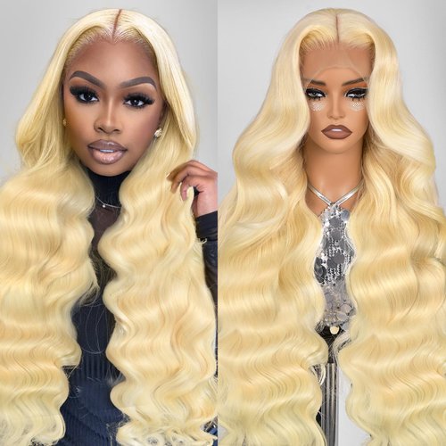 Eqpx 26 Inch 200 Density 613 13x6 Lace Front Wig Human Hair Blonde Wig Human Hair Body Wave Lace Front Wigs Human Hair Pre Plucked Glueless Wigs Human Hair 613 HD Lace Frontal Wig