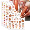 IDDFEVE Fall Nail Art Stickers, Thanksgiving Day Fox Nail Decals, 3D Self-Adhesive Maple for Autumn DIY Nail Supplies Decoration(5 Sheets)