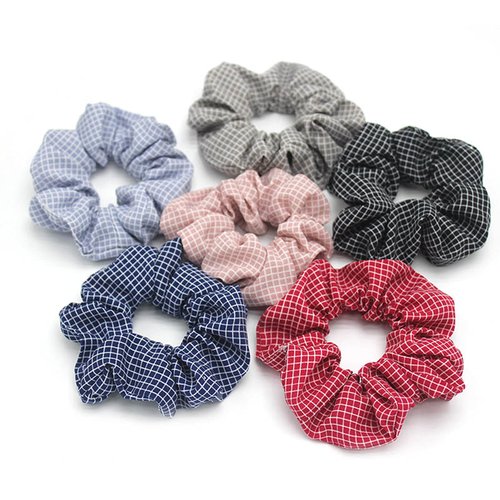 SEVENHEAD Scrunchies for Hair, 6 Packs Hair Scrunchies for Women Cotton Bandana Scrunchies, Soft Scrunchy Hair Bands (Plaid Series)