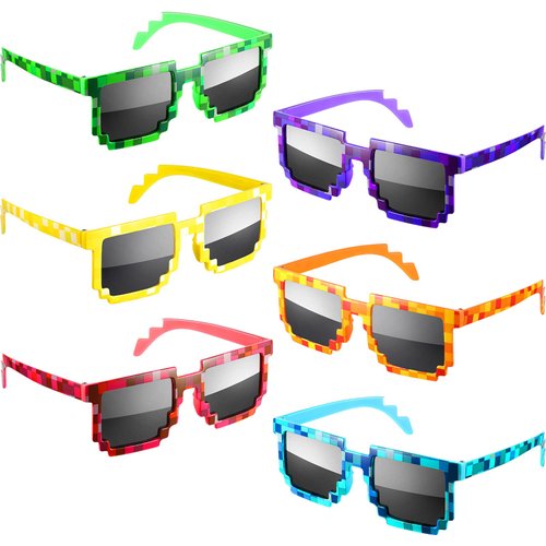 Flutesan Pixel Sunglasses Party Favors Pixel Favors Glasses for Kids Adults Birthday Party Pixelated Game Party Supplies(12 Pair)