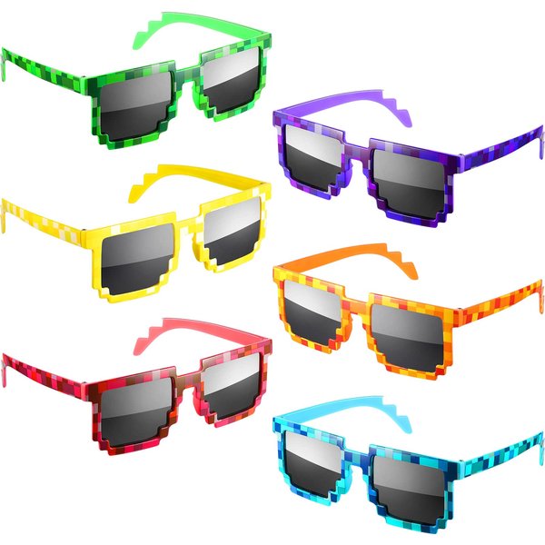 Flutesan Pixel Sunglasses Party Favors Pixel Favors Glasses for Kids Adults Birthday Party Pixelated Game Party Supplies(12 Pair)