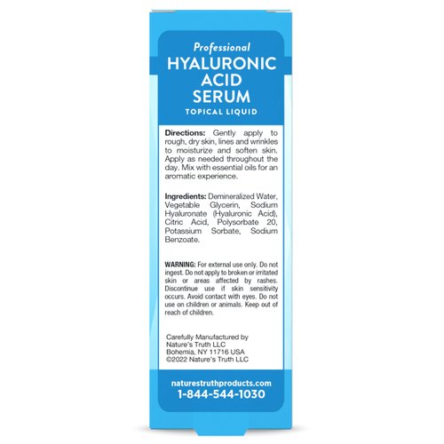 Nature's Truth Hyaluronic Acid Serum for Skin | 1 fl oz | Topical Liquid