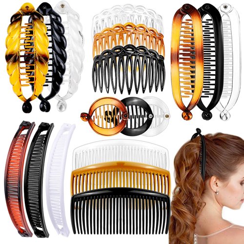 18 Pieces Hair Accessories - Plastic Twist Side Combs with 11/29 Teeth, Banana Clips, Hair Holders in 6 Styles for Women and Girls