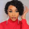 Quantum Love Human Hair Wigs for Black Women Short Curly Human Hair Side Part Wig Pixie Cut Brazilian Remy Human Hair Deep Curly None Lace Front Wigs for Women