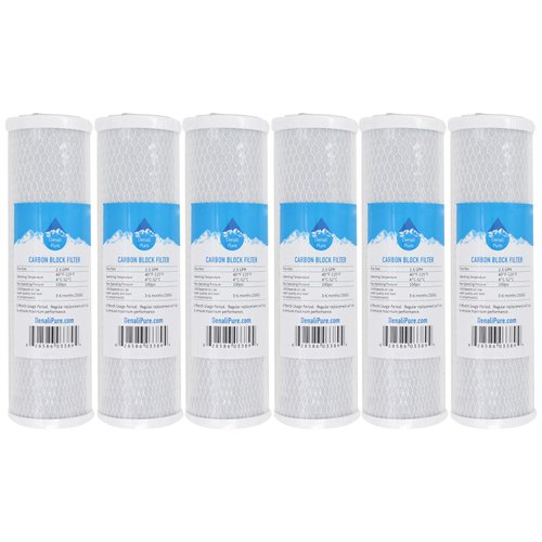 6-Pack Replacement for Compatible with Hydo Logic HL# 31052 Activated Carbon Block Filter - Universal 10 inch Filter Compatible with Hydro Logic AQUARIUM SYSTEMS : Triton RO 200 - Denali Pure Brand