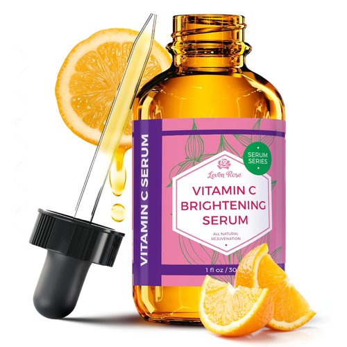 Leven Rose Vitamin C Brightening Serum 100% Natural Dark Spot Remover for Face for Collagen Boost...
