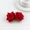 AKOAK 1 Pack Double Rose Hair Comb, Bride Hair Comb Women's Wedding Hair Accessories Bride Flamenco Dancer Hairstyle Girl Halloween Cosplay Party(Red)