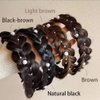 ADASTE Synthetic Hair Braided Hairband Headband Classic Pearls Plaited Hair Bands Messy Hair Stretchy Hair Accessories Fluffy Braids Wig Band for Women and Girls (Light Brown)