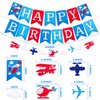Airplane Birthday Party Supplies 56 Pieces Airplane Themed Party Decoration with Inflatable Airplane Balloons Thick Latex Balloon Happy Birthday Banners Airplane Cloud Balloon Decor