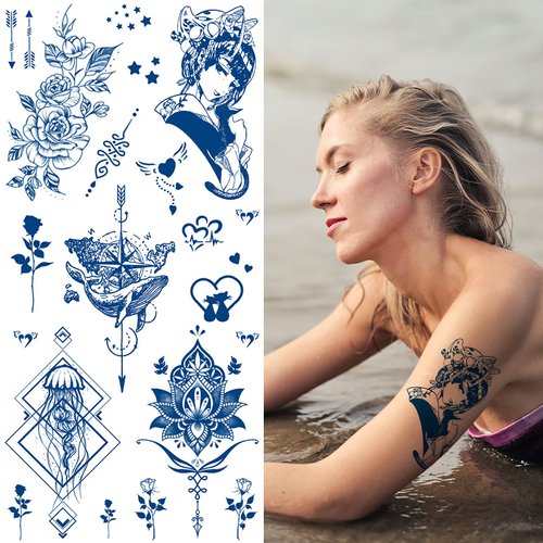 Aresvns Semi-Permanent Tattoos for Women & Girls,Realistic Temporary Tattoo Waterproof & Long-Lasting,2-3 Weeks Fake Tattoo Stickers 6 Sheets Christmas Gift