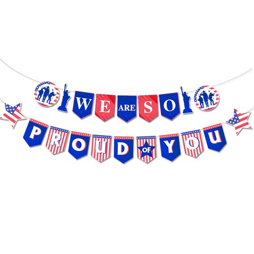 LanttAotte We Are So Proud of You Banner Army Party Decorations US Navy Military Welcome Home Decor Police Birthday/Retirement Party Banner Graduation Decorations Class of 2024