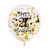 Gold 27th Confetti Latex Balloons, Girls or Boys Happy 27 Years Birthday Party Balloon Decoration With Confetti, 12in, 16 Pack