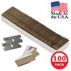 WEUPE Razor Blades Utility: Single Edge Razor Blades 100 Pack, Razor Blade Scraper Refills, Steel Box Cutter Blades USA-Made, Safety Straight Edge Razor Blades, Paint Scraper Razor Blades