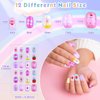 168Pcs Press on Nails for Kids Girls, Shynek Kids Fake Nails for Children Pre Glue Stickers Nails Full Cover Short Acrylic Nails Set Gifts for Girls Nail Art Decoration