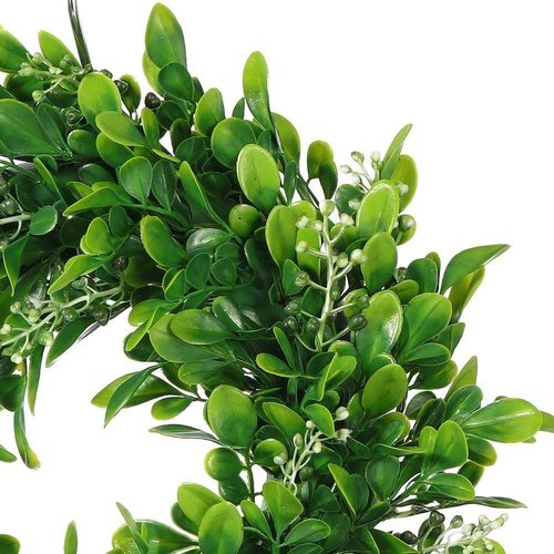 LSKYTOP 4 Pack Boxwood Wreath Round Wreath Artificial Wreath Green Leaves Wreath Door Wall Window Decoration,12Inch/PC
