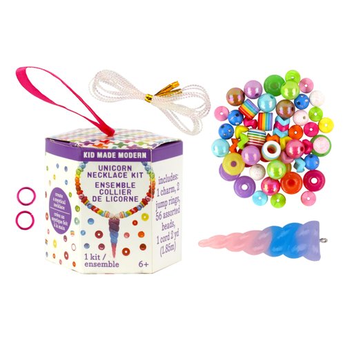 Kid Made Modern Unicorn DIY Necklace Kit & Craft Sets with Beads, Charm, Jump Rings, Cord - Kids Jewelry Making Kit for Girls Ages 6 7 8+