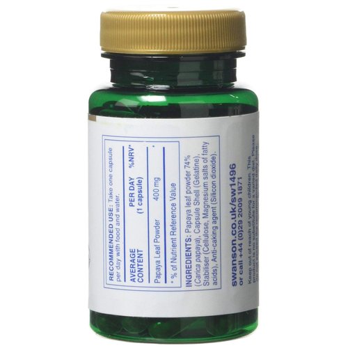 Swanson Full Spectrum Papaya Leaf - Herbal Supplement Promoting Digestive Health '&' GI Tract Support - Natural Formula Overall Wellness - (60 Capsules, 400mg Each)