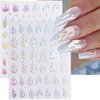 Dornail 6 Sheets Aurora Nail Stickers Holographic Laser Flame Nail Decals 3D Self Adhesive Nail Art Stickers Silver Fire Flame Nail Sticker DIY Nail Design Nail Art Decoration Nail Supplies