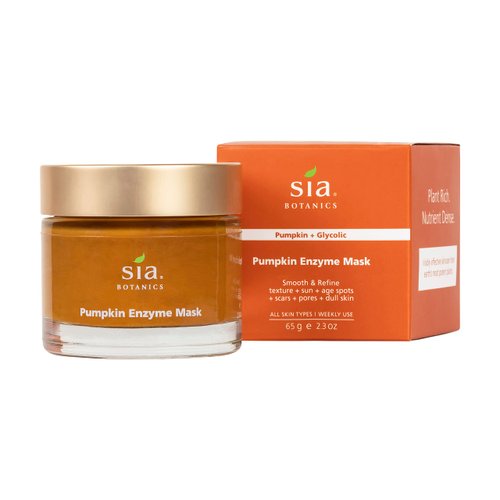 Sia Botanics Pumpkin Enzyme Face Mask (65g/2.3oz Glass Jar) | Facial Exfoliation w/Pumpkin, Organic Cane Sugar, Glycolic Acid | Natural, Clean, Botanical Skincare for Women