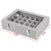 CBCYBER Jewelry Box 24 Grid Velvet Jewelry Tray for Drawers Glass Clear Lid Showcase Display Storage Ring Trays Holder Earrings Organizer Case(Grey)