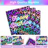 96Pcs Cheetah Print Birthday Party Plates and Napkins Neon Rainbow Leopard Birthday Themed Party Decorations Cheetah Girl's Sparkly Splatter Tableware Set for 24 Guests Baby Shower Birthday Supplies