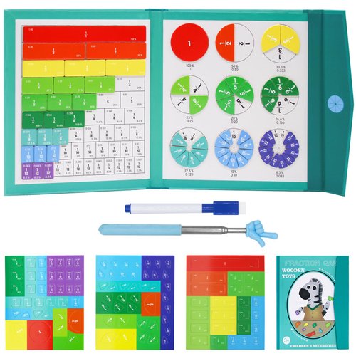 KANYO-AUTO Magnetic Fraction Educational Puzzle for Kids, Magnetic Fraction Puzzle, Magnetic Fraction Tiles & Fraction Circles, Score Disk Demonstrator, Math Fractions Manipulatives Educational
