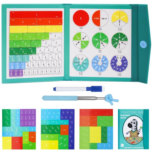 KANYO-AUTO Magnetic Fraction Educational Puzzle for Kids, Magnetic Fraction Puzzle, Magnetic Fraction Tiles & Fraction Circles, Score Disk Demonstrator, Math Fractions Manipulatives Educational