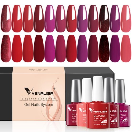VENALISA 3 in 1 Rubber Base Gel For Nails, 12 Colors Jelly Gel Nail Polish Set Nude Pink Neutral Transparent Milky White Sheer Pink Gel Polish Strengthener Kit